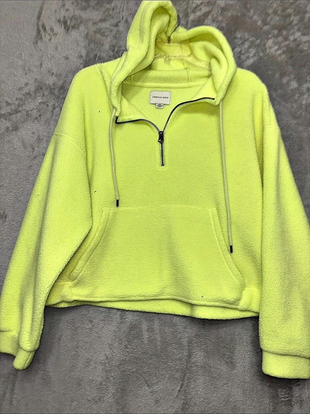 American Eagle Fleece Half-Zip Hoodie Green Large